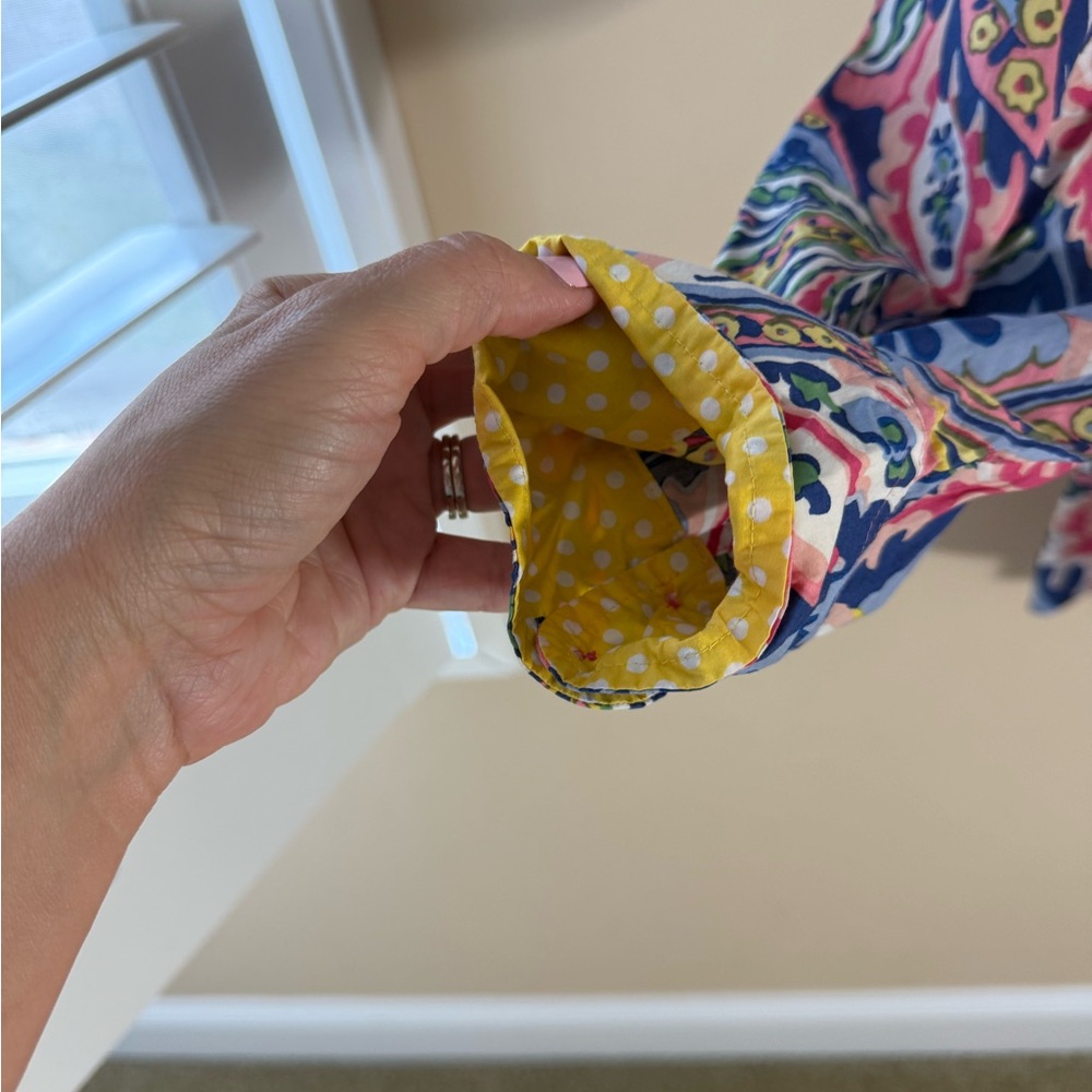 Talbots Cotton Botanical Paisley Print Button Front Shirt Contrast Cuff 2X - Picture 4 of 6